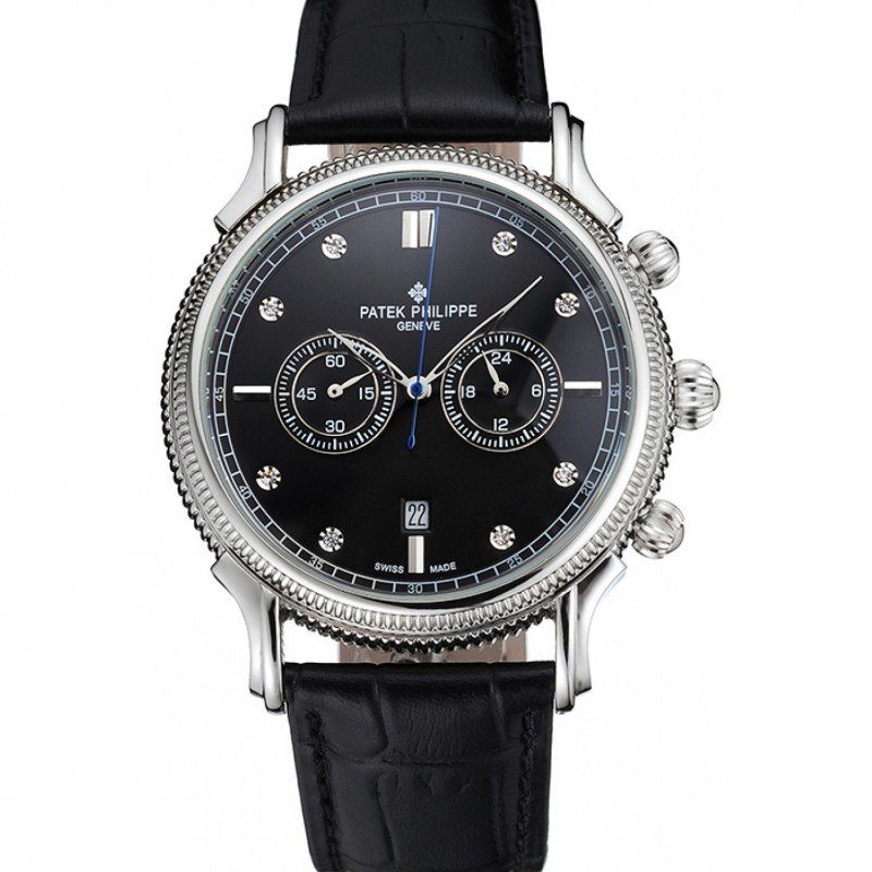Men Patek Philippe Chronograph Black Dial replica watch - Replica Magic Watch