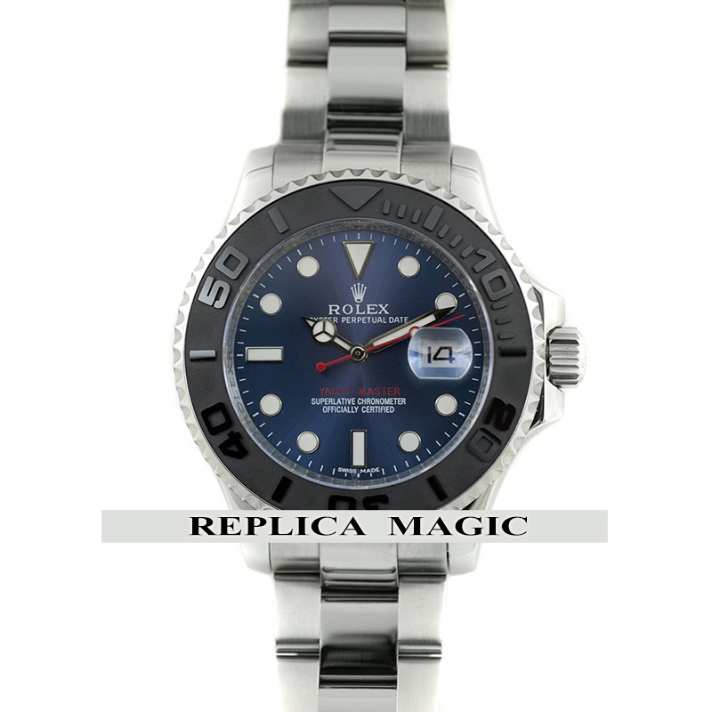 Rolex Yacht Master 116622 Blue Dial with Black Bezel In Steel replica watch  - Replica Magic Watch